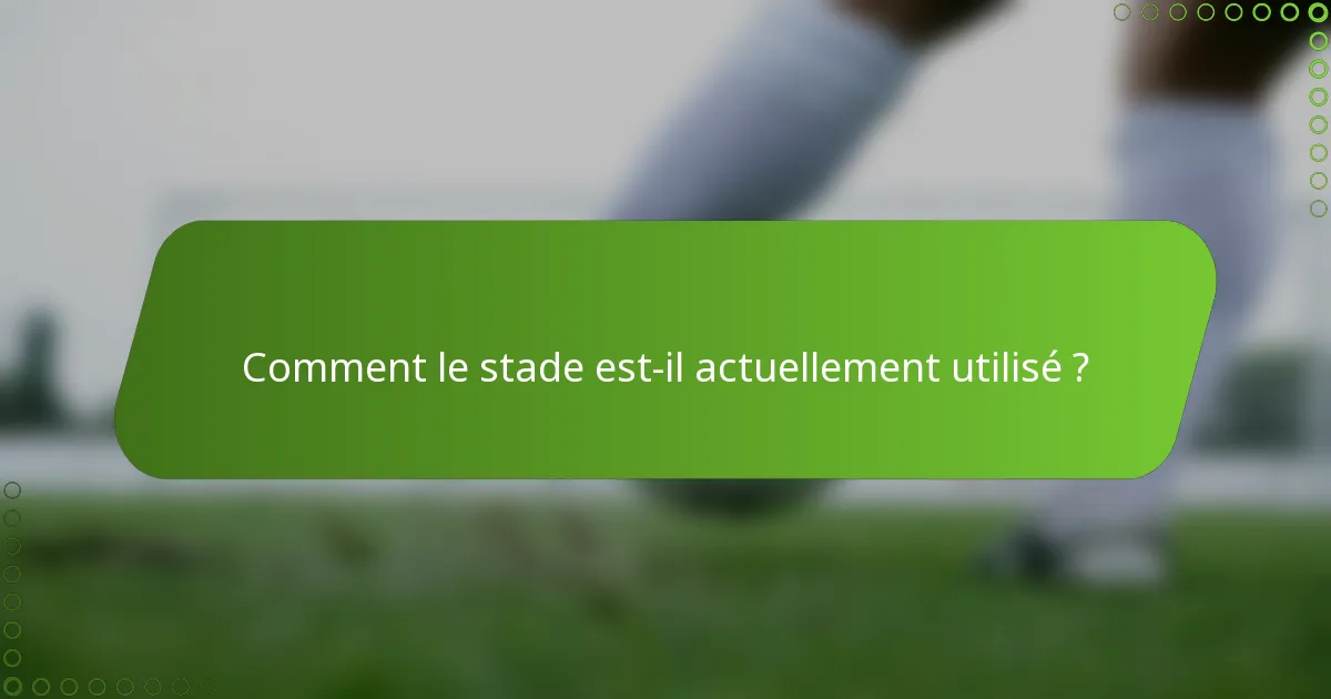 Comment le stade est-il actuellement utilisé ?