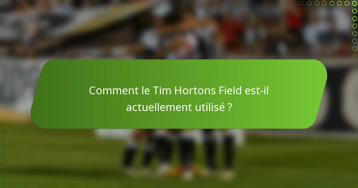 Comment le Tim Hortons Field est-il actuellement utilisé ?